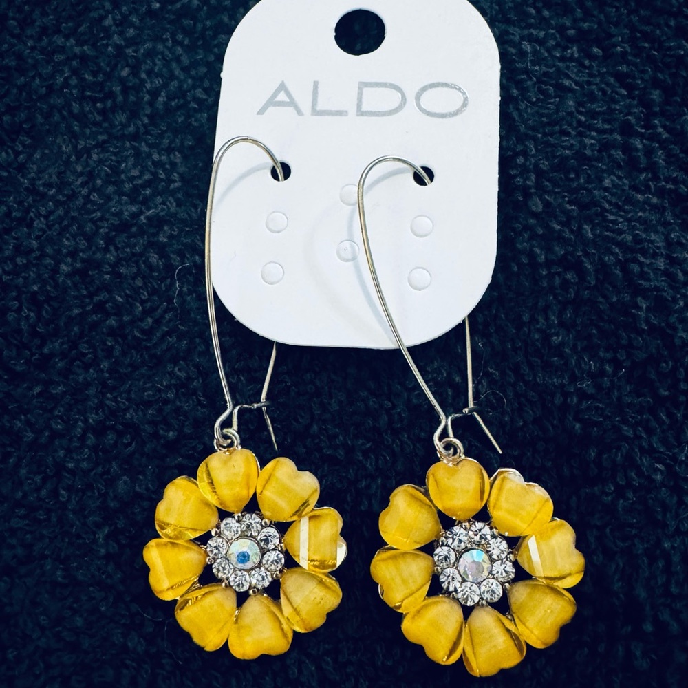 Aldo Sunflower Yellow Crystal Earrings